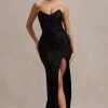 Adalee | Black Sequin Strapless Maxi Dress