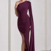 Adelaide | Plum Asymmetric Sleeveless Split Maxi Dress