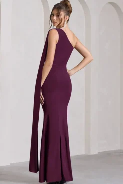 Adelaide | Plum Asymmetric Sleeveless Split Maxi Dress