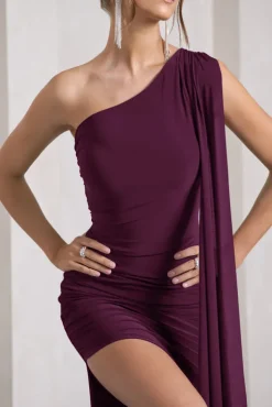 Adelaide | Plum Asymmetric Sleeveless Split Maxi Dress
