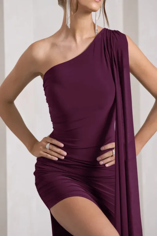 Adelaide | Plum Asymmetric Sleeveless Split Maxi Dress