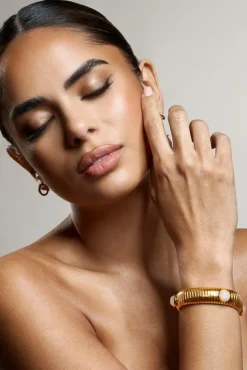 Adrianne | Gold Bracelet With Nude Pendants