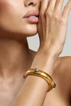 Adrianne | Gold Bracelet With Blue Pendants