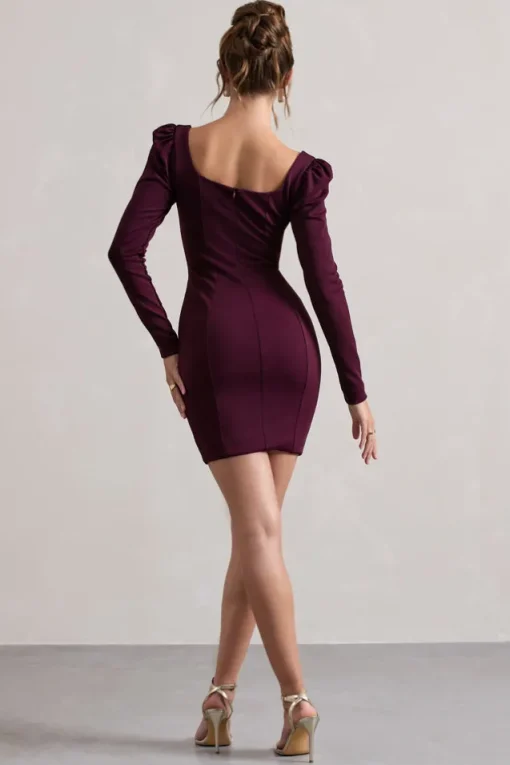 Ainsley | Plum Long-Sleeve Mini Dress
