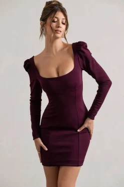 Ainsley | Plum Long-Sleeve Mini Dress