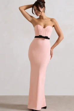 Albi | Pink Structured Strapless Corset Maxi Dress With Bow