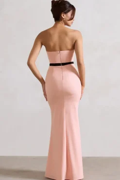Albi | Pink Structured Strapless Corset Maxi Dress With Bow