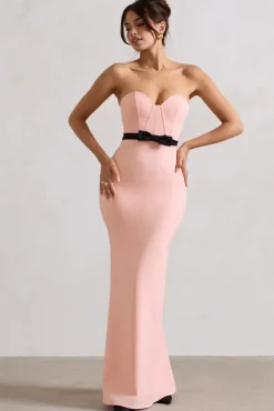 Albi | Pink Structured Strapless Corset Maxi Dress With Bow