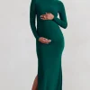 Alejandra | Green Maternity Long Sleeve High Neck Maxi Dress