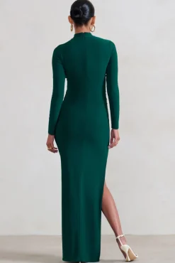 Alejandra | Green Maternity Long Sleeve High Neck Maxi Dress