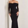 Alex | Black Bardot Twist Maxi Dress