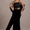 Alize | Black Velvet Split Maxi Skirt
