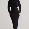 All It Takes | Black Long-Sleeve Draped Maxi Dress