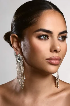 Allie | Gold Diamante Statement Drop Earrings