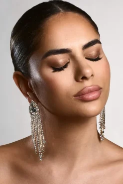 Allie | Gold Diamante Statement Drop Earrings