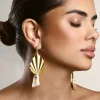 Aloha | Gold Leaf Drop Earrings With Iridescent Shell