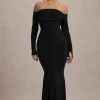 Amaia | Black Bardot Long-Sleeve Maxi Dress