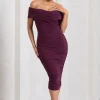 Amanda | Cherry Twisted Wrap Bardot Midi Dress