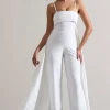 Amaya | White Bandeau Wide-Leg Jumpsuit With Cape