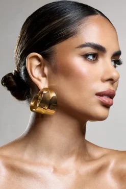 Amberly | Gold Chunky Statement Hoop Earrings