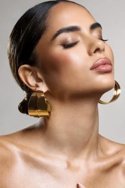 Amberly | Gold Chunky Statement Hoop Earrings