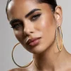 Amika | Gold Diamante Thin Hoop Earrings