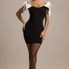 Analeigh | Black Bardot Mini Dress With Bows