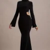 Anderson | Black High-Neck Cut-Out Maxi Dress