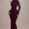 Anderson | Burgundy High-Neck Cut-Out Maxi Dress