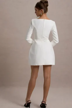 Andie | White Tailored Square-Neck Mini Dress