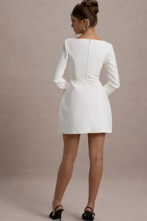 Andie | White Tailored Square-Neck Mini Dress