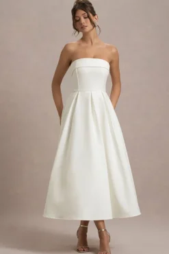 Annalise | Ecru Bandeau Skater Midi Dress