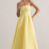 Annalise | Lemon Bandeau Skater Midi Dress