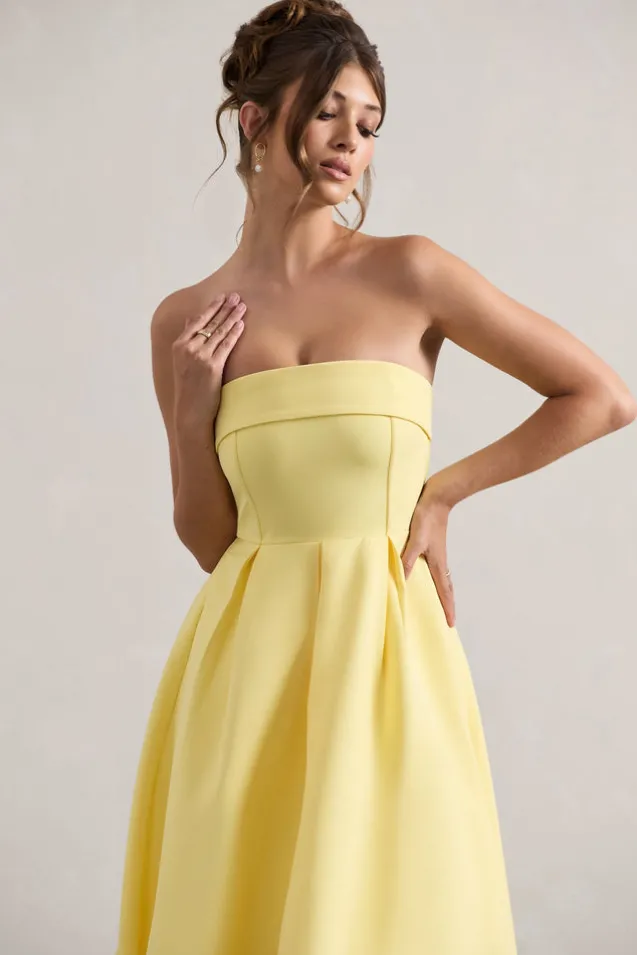 Annalise | Lemon Bandeau Skater Midi Dress