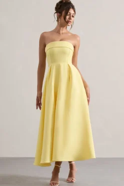 Annalise | Lemon Bandeau Skater Midi Dress