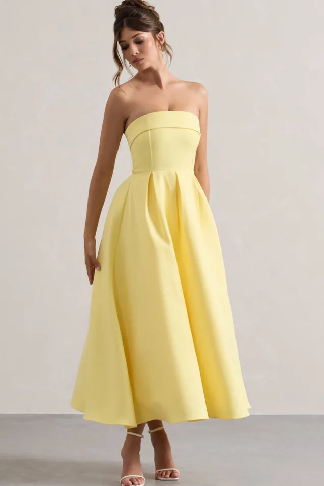 Annalise | Lemon Bandeau Skater Midi Dress