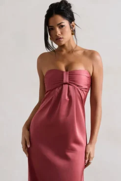 April | Rose Pink Satin Sweetheart Maxi Dress