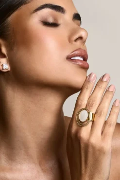 Arista | Gold Adjustable Pearl Pendant Ring