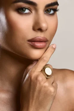 Arista | Gold Adjustable Pearl Pendant Ring