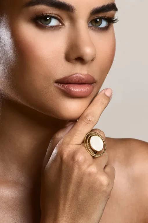 Arista | Gold Adjustable Pearl Pendant Ring