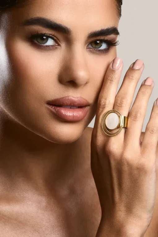 Arista | Gold Adjustable Pearl Pendant Ring