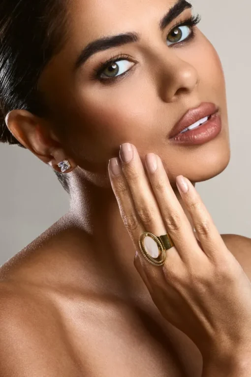 Arista | Gold Adjustable Pearl Pendant Ring