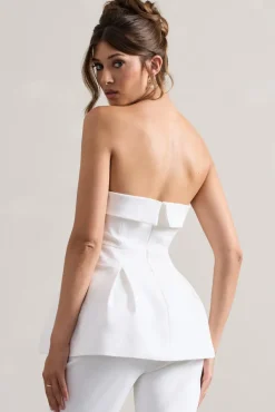 Arrow | White Strapless Tailored Top