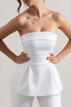 Arrow | White Strapless Tailored Top