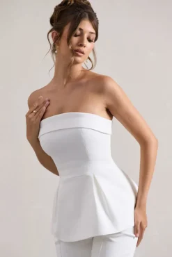 Arrow | White Strapless Tailored Top