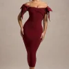 Ashleigh | Port Bardot Midi Dress With Bows