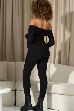 Ashmara | Black Bardot Skinny-Leg Maternity Jumpsuit