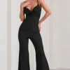 Aspiration | Black Knot Detail Ruched Jumpsuit