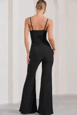 Aspiration | Black Knot Detail Ruched Jumpsuit