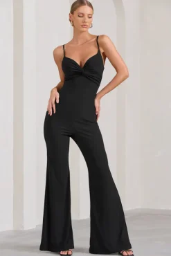Aspiration | Black Knot Detail Ruched Jumpsuit